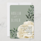 セージグリーンクリーム結婚フローラ 招待状 (正面)