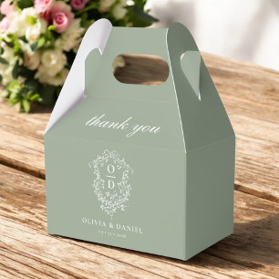 セージグリーンクレストフローラモノグラム結婚ズモダン フェイバーボックス