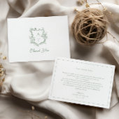 セージグリーンクレストモノグラム結婚ズサンキューカード サンキューカード