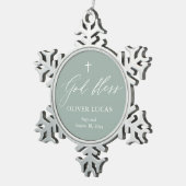 セージグリーンクロスボーイバプティススノーフレークオーナメント スノーフレークピューターオーナメント (右)