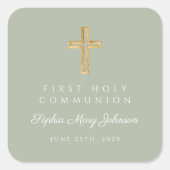 セージグリーンクロスボーイファーストコミュニオン スクエアシール (正面)