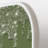 セージグリーングリッタードリップダきらめくイヤモンドモノグラム ピックルボールラケット (左詳細)