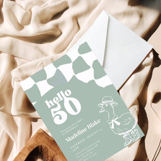 セージグリーングースハロー50誕生日 招待状