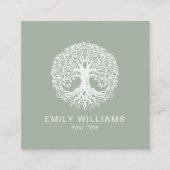 セージグリーンケルトの木のライフスピリチュアル スクエア名刺 (正面)