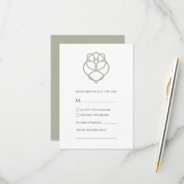 セージグリーンケルト系アイリッシュスワンラブノット結婚ズ 出欠カード