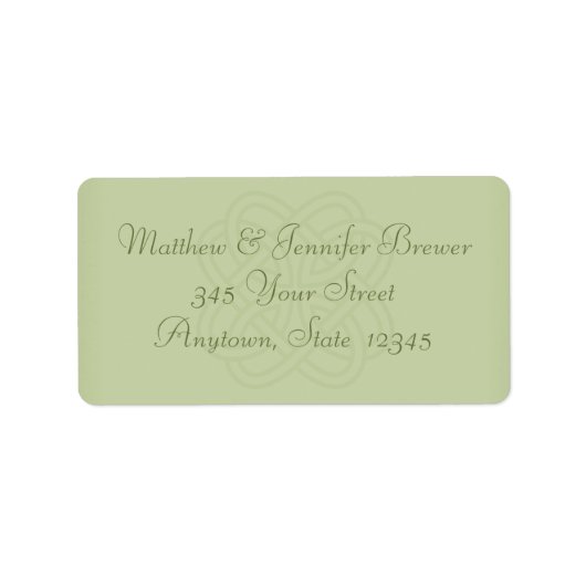 セージグリーンケルト結び目模様エンベロープ住所 シール (正面)