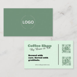 セージグリーンコーヒーショップ名刺QR 名刺