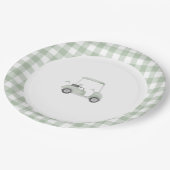 セージグリーンゴルフベビーシャワープレート ペーパープレート (アングル)