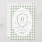 セージグリーンゴルフベビーシャワー招待状 招待状 (正面)