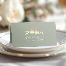 セージグリーンゴールドラブバーズ結婚式 プレイスカード
