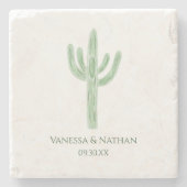 セージグリーンサグアーロサボス結婚式の引き出物 ストーンコースター (正面)