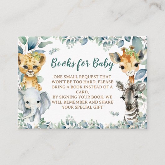 セージグリーンサファリテーマブックリクエスト エンクロージャーカード (正面)