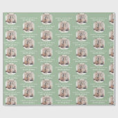 セージグリーンシックなメリークリスマスファミリー名写真 ラッピングペーパー (フラット)