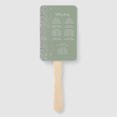 セージグリーンシルバーグリッターエッジ結婚式 プログラム ハンドファン (裏面)