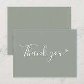 セージグリーンシルバーハートスクリプトビジネスありがとう ポストカード (正面/裏面)
