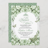 セージグリーンシルバーフローラティアラキンセアニェラ 招待状 (正面/裏面)