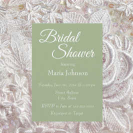 セージグリーンシンプルスタイルブライダルシャワー 招待状