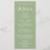 セージグリーンシンプルスタイル結婚ズディナー メニュー (正面)