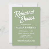 セージグリーンシンプルスタイル結婚ズリハーサルディナー 招待状 (正面)