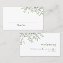 セージグリーンシンプルハンドドロッドボタニカルフラット プレイスカード