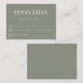 セージグリーンシンプルバジェットウェディングRSVPカード ノートカード (正面/裏面)