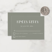 セージグリーンシンプルバジェットウェディングRSVPカード ノートカード (正面/裏面インサイチュ)