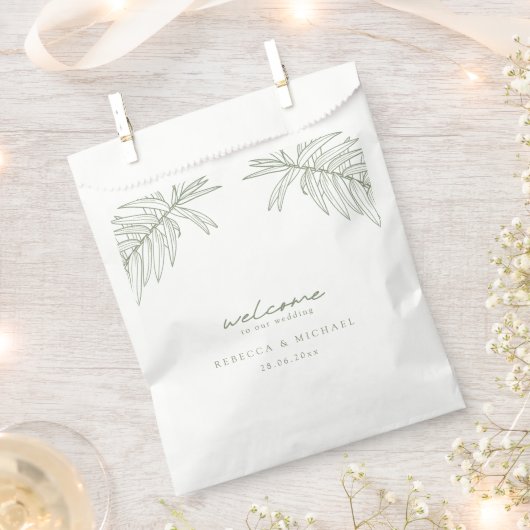 セージグリーンシンプルボタニカル結婚ズ フェイバーバッグ (クリップ留めされた状態)