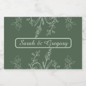 セージグリーンシンプルボホフローラ スパークリングワインラベル (シングルラベル)