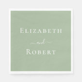 セージグリーンシンプルミニマリストカップル名結婚ズ スタンダードランチョンナプキン (正面)
