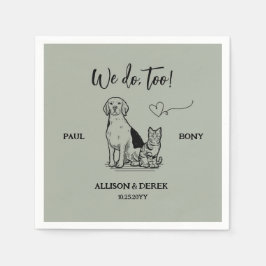 セージグリーンシンプルミニマリストドッグキャットペット結婚ズ スタンダードカクテルナプキン