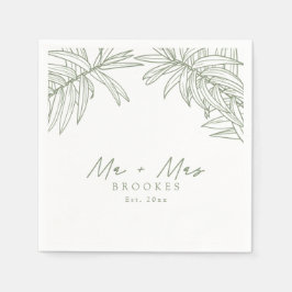 セージグリーンシンプル手描き植物学 スタンダードカクテルナプキン