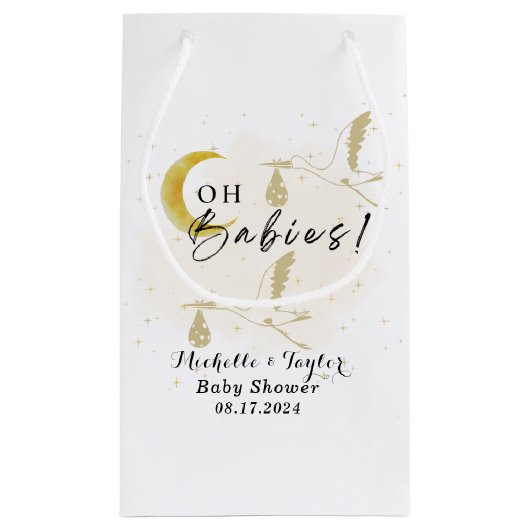 セージグリーンジェンダーが赤ちゃん動物サファリを明らかにする スモールペーパーバッグ (裏面)