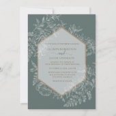 セージグリーンジオメトリックフローラタペストリー結婚ズ 招待状 (正面)