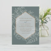 セージグリーンジオメトリックフローラタペストリー結婚ズ 招待状 (スタンド正面)