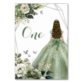 セージグリーンジオメトリックフローラプリンセスXVアニョス テーブルナンバー