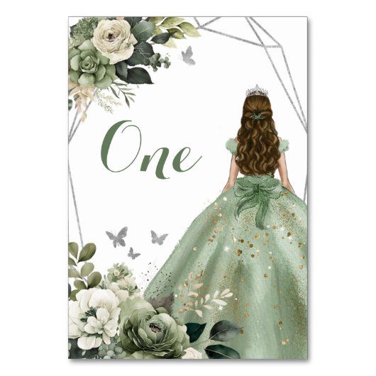 セージグリーンジオメトリックフローラプリンセスXVアニョス テーブルナンバー (正面)