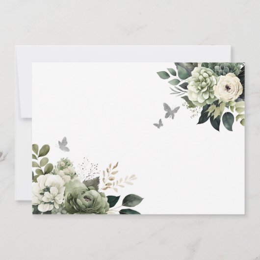 セージグリーンジオメトリックプリンセスクインセアニラフローラ 招待状 (裏面)