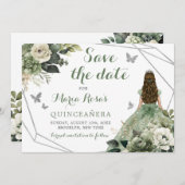 セージグリーンジオメトリックプリンセスクインセアニラフローラ 招待状 (正面/裏面)