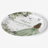 セージグリーンジオメトリックプリンセスXVアニオスフローラ ペーパープレート (アングル)