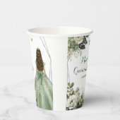 セージグリーンジオメトリックプリンセスXVキンセアニラ 紙コップ (左)