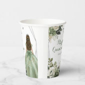 セージグリーンジオメトリックプリンセスXVキンセアニラ 紙コップ (右)