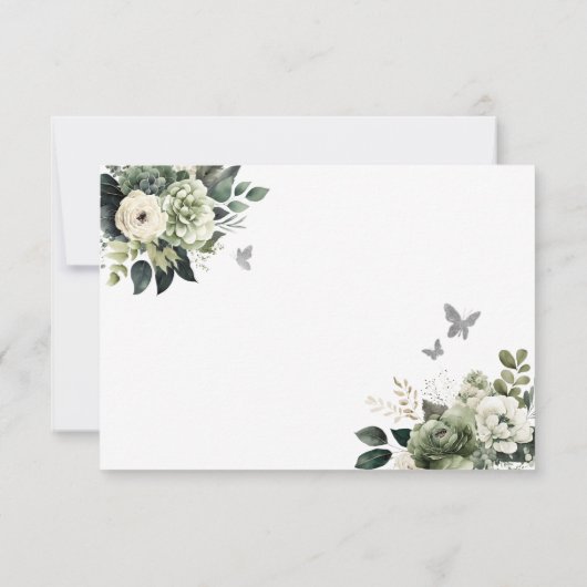 セージグリーンジオメトリック王室のプリンセスキンセアニラ 出欠カード (裏面)