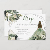 セージグリーンジオメトリック王室のプリンセスキンセアニラ 出欠カード (正面/裏面)