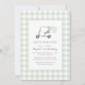 セージグリーンジンガムゴルフ誕生日 招待状 (正面)