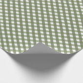セージグリーンジンガムパターン（の模様が）ある ラッピングペーパー (角)