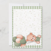 セージグリーンジンガムベビーシャワー招待状 招待状 (裏面)