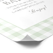 セージグリーンジンジャムベビーシャワーミモザバーサイン ポスター (角)