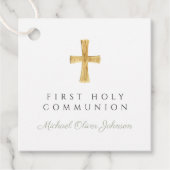 セージグリーンスクリプトクロスボーイファーストコミュニオン フェイバータグ (正面)