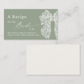 セージグリーンスクリプトボウ共有Aレシピブライダルシャワー エンクロージャーカード (正面/裏面)