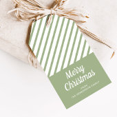 セージグリーンストライプクリスマス ギフトタグ
